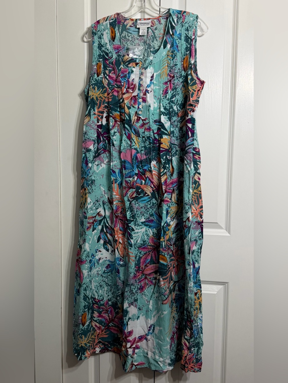 Expressions Seafoam Floral Print Maxi Skirt Teal & Floral Print Sleeveless M
